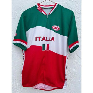 Mens Italia Flag Short Sleeve Full Zip Cycling Jersey Biking Top Tricolor Sz M/L